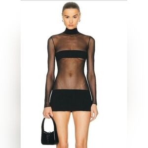 MONOT Contrasting Bands Mini Dress in Black 4 Womens